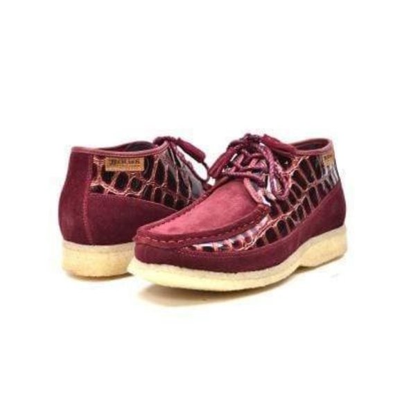 British Walkers Knicks Men's Burgundy Croc Leather and Suede